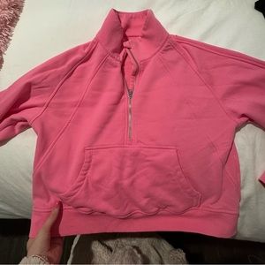 Pink half zipper crop pullover!